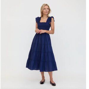 Hill House The Ellie Nap Dress Navy Cotton Smocked